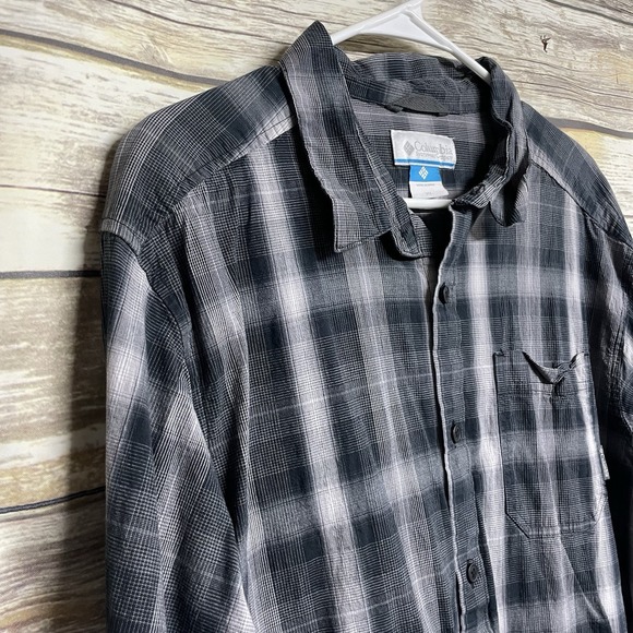 Columbia Shirt Men's XL Grey‎ Plaid Classic Fit Stretch Button Long Sleeve - Picture 5 of 7